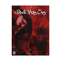 Front cover of the Devil May Cry PlayStation 1 game case, featuring a dramatic red-toned illustration of the character Dante holding a gun, with the title in large white script and PlayStation branding at the bottom.